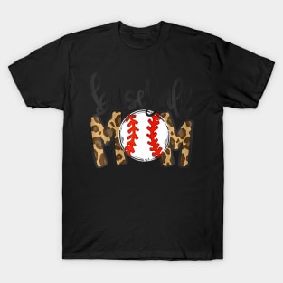 Mothers Day Baseball Mom Leopard Game Day Vibes T Ball Mom T-Shirt